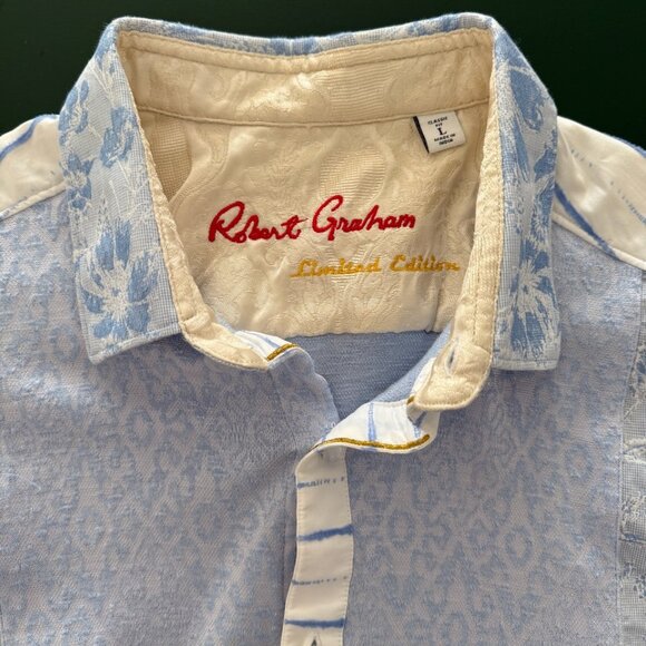 Robert Graham Limited Edition light blue patterned button down size L - Picture 1 of 9